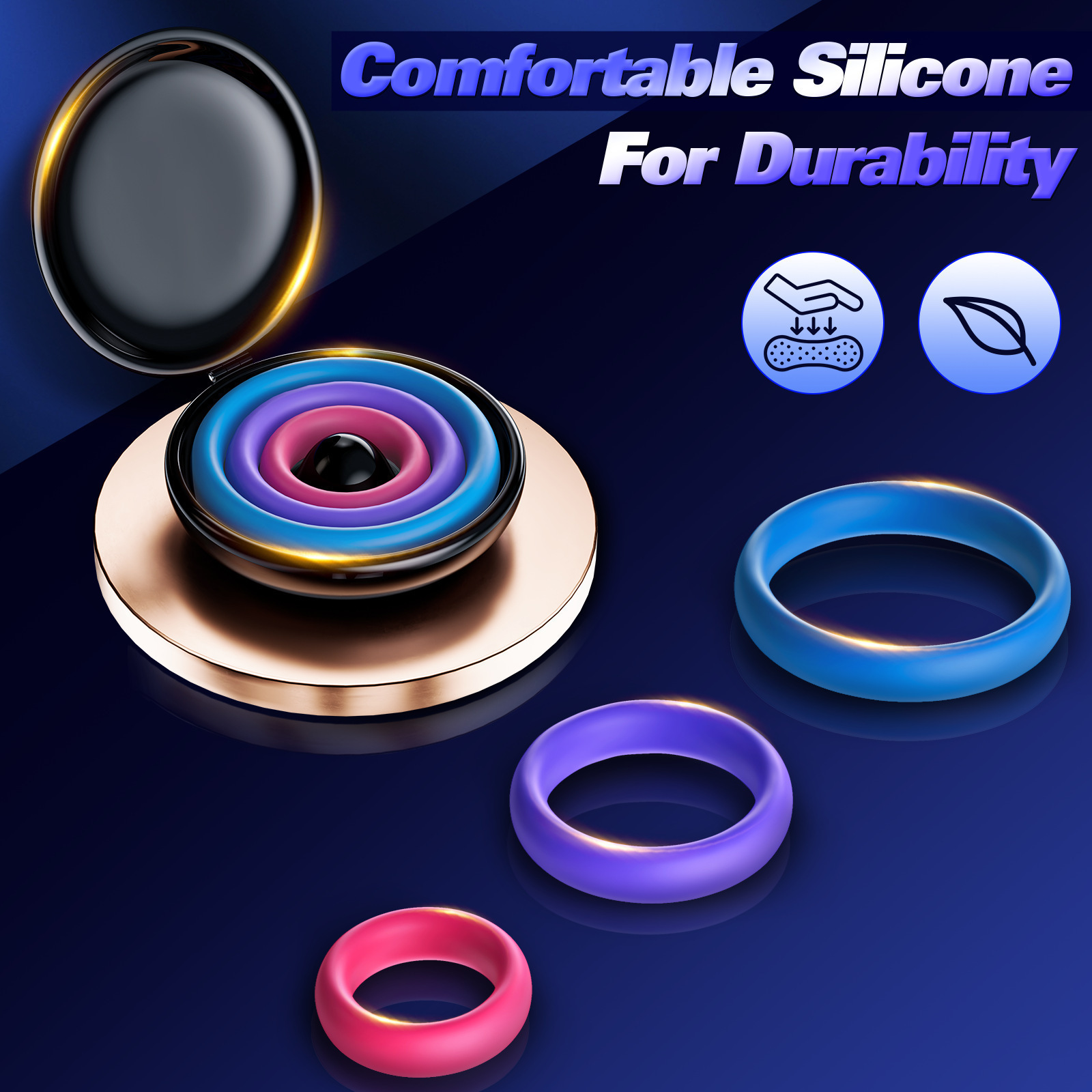 3pcs Silicone Cock Ring With P - огляд і ціна Medicine Cabinet Lock